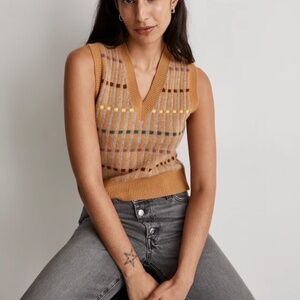 Madewell Jacquard V-Neck Sweater Vest